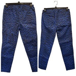 Umgee Pants Large Womens Pull On Skinny Zip Ankle Navy Blue Stretch